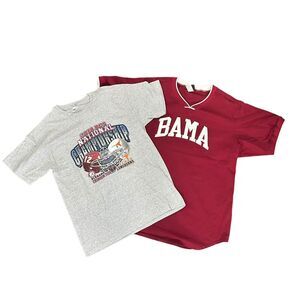 Lot of 2 Mens Alabama Crimson Tide Shirts BCS Champs T-Shirt  BAMA Wilson Jersey
